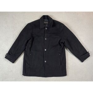 Andrew Marc Jacket Mens Large Black Wool Single Breasted Winter Button Pea Coat